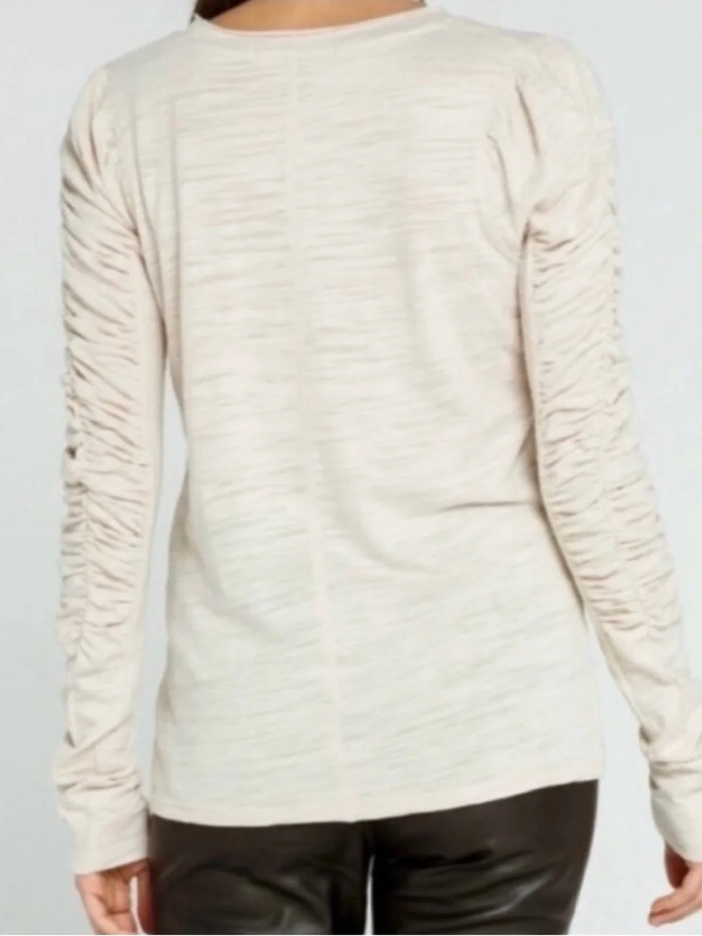 Free People Ivory Ruched Long Sleeve Top